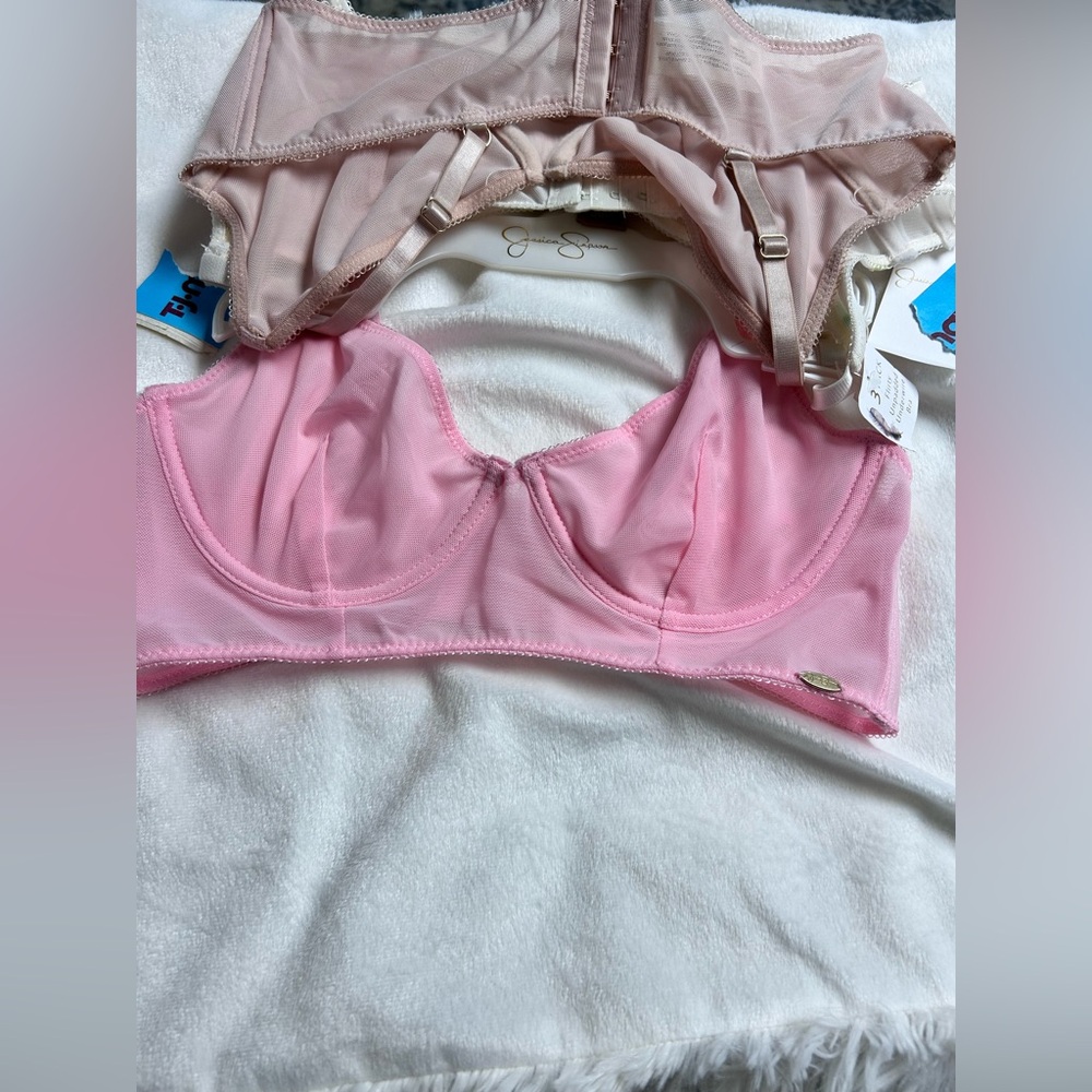 Jessica Simpson Sheer Lace underwire Lemons, pink and nude Bra Set of 3 NWT - Picture 13 of 15